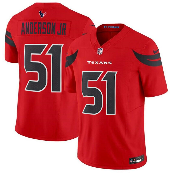 Men's Houston Texans Customized Red 2024 Alternate Vapor F.U.S.E. Limited Football Stitched Jersey (Check description if you want Women or Youth size)